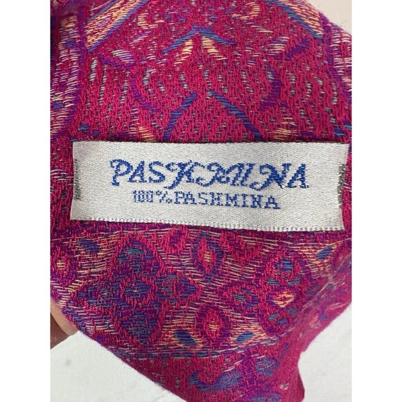 Pashmina Womens Vibrant Pink Paisley Scarf Wrap 70x26 Boho Chic Colorful Layer - Picture 4 of 6